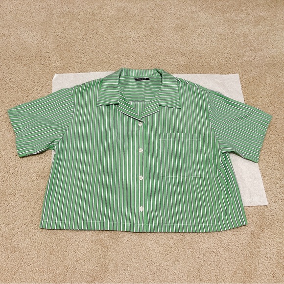 Grass green stripe fashion shirt - Picture 3 of 3